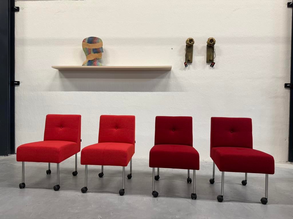 4 Nieuw Gelderland 7714 Knopenstoel Design stoelen Rood Wiel, Huis en Inrichting, Stoelen, Nieuw, Vier, Gelderland, Rood