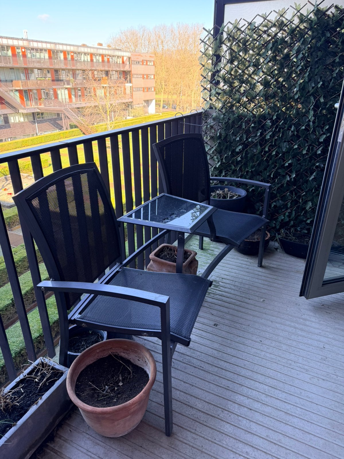 Compacte balkon zitje met tafeltje, Overige materialen, Gebruikt, Stoel, Tuinset