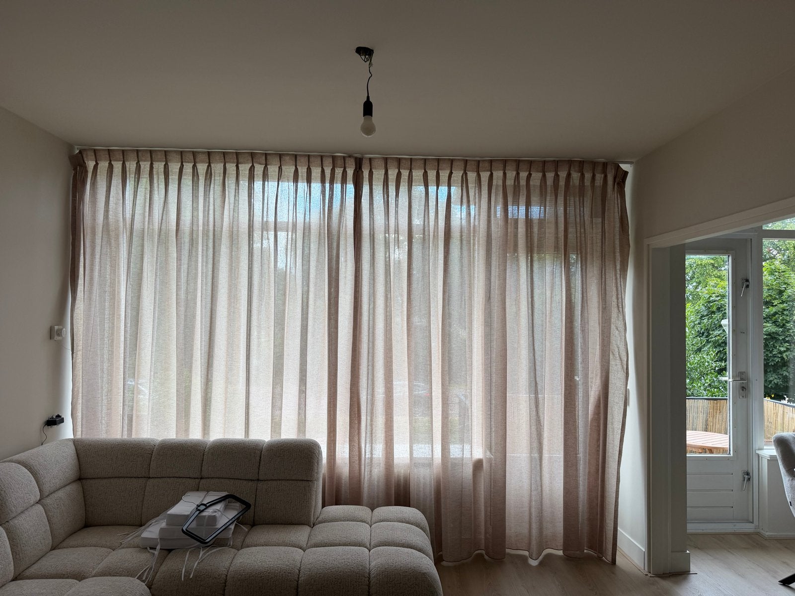 Nikki naturel inbetween gordijn Kwantum - 360 cm., Ophalen, Kwantum, Beige, Zo goed als nieuw