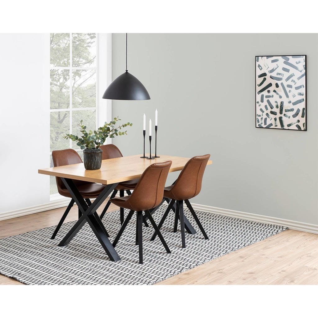 Wehkamp Home eetkamertafel William *160cm *Eikenhout, Huis en Inrichting, 100 tot 150 cm, Zo goed als nieuw, Vier personen, Rechthoekig