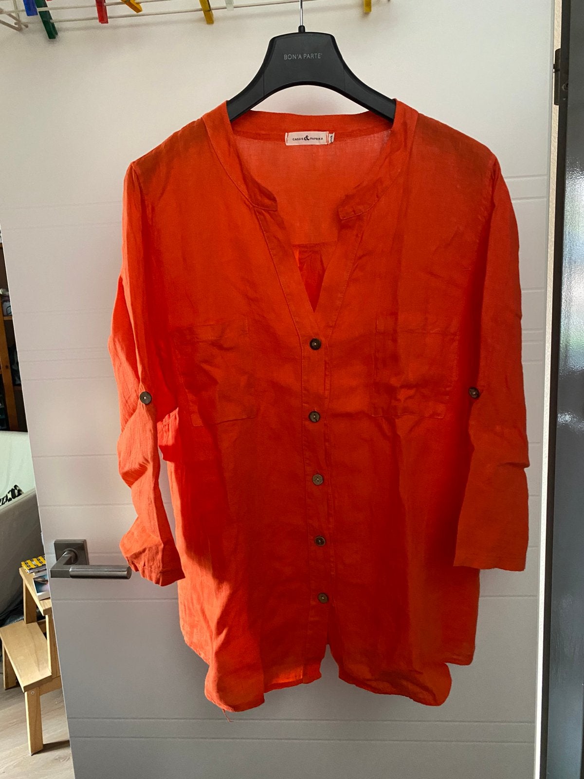Oranje linnen blouse paprika, maat 50, nieuw, Ophalen of Verzenden, Nieuw, Oranje, Blouse of Tuniek