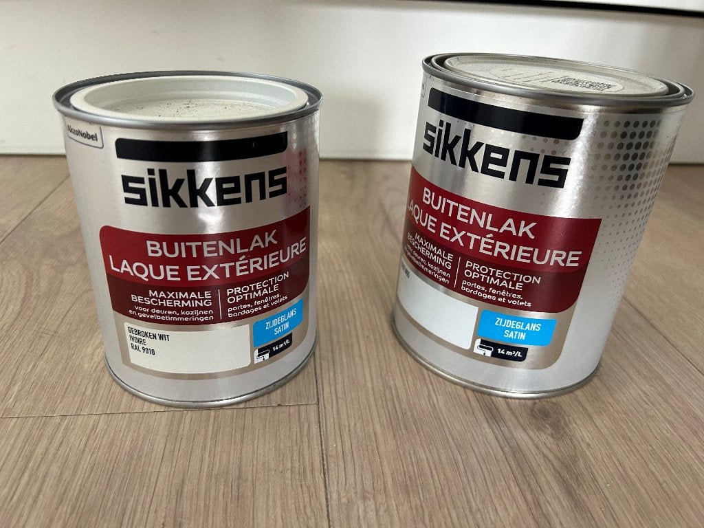buitenlak sikkens wit en khaki nieuw!, Ophalen of Verzenden, Nieuw, Wit, Lak