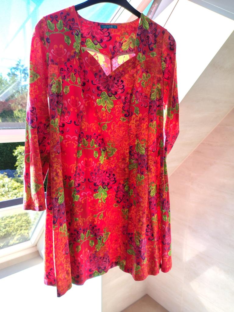 Lien & Giel Jurk met Bloemenprint - Maat XL, Maat 46/48 (XL) of groter, Ophalen of Verzenden, Zo goed als nieuw, Rood