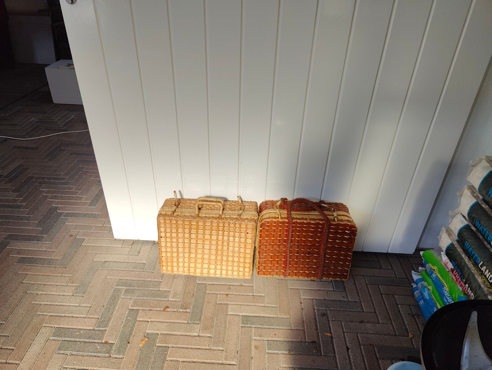 Set van 2 rieten koffertjes - Vintage look, Ophalen, Zo goed als nieuw