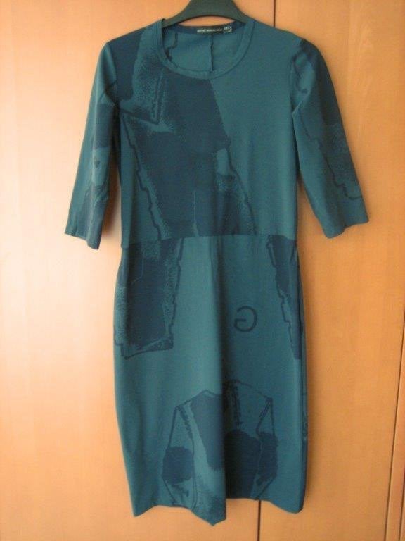 Prachtig strak blauw grafisch jurkje GIRBAUD D38 Snazzeys, Kleding | Dames, Maat 38/40 (M), Girbaud, Blauw, Nieuw