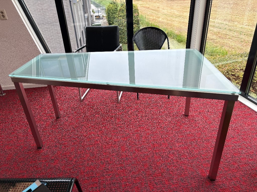 glazen eettafel op maat gemaakt, Huis en Inrichting, Tafels | Eettafels, Ophalen, 200 cm of meer, 50 tot 100 cm, Zo goed als nieuw