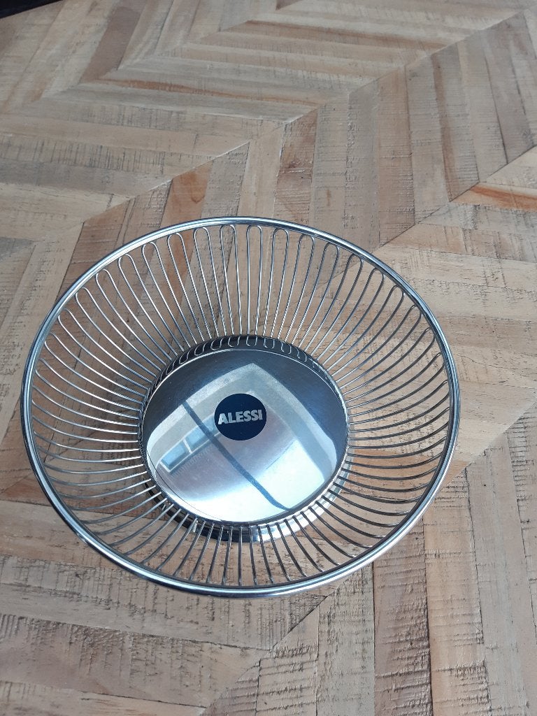 Alessi fruitmand rvs schaal 20 cm, Overige typen, Zilver, Ophalen of Verzenden, Zo goed als nieuw