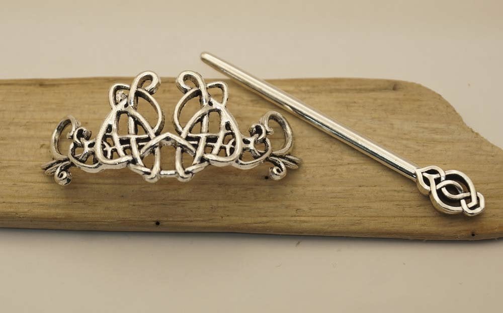 Haarspeld zilver 2 delige keltische knoop keltische haarstok, Importeur :  Riemen bretels, Marktplaats@riemen-bretels.nl, Haarspeld