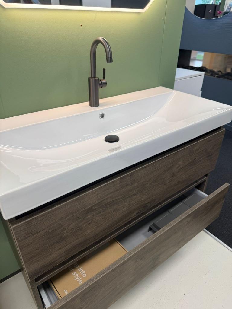 H&R Badmeubelset XXL 100 cm – kleur Espresso, Huis en Inrichting, Badkamer | Badkamermeubels, Ophalen, Overige typen, Nieuw, 50 tot 100 cm