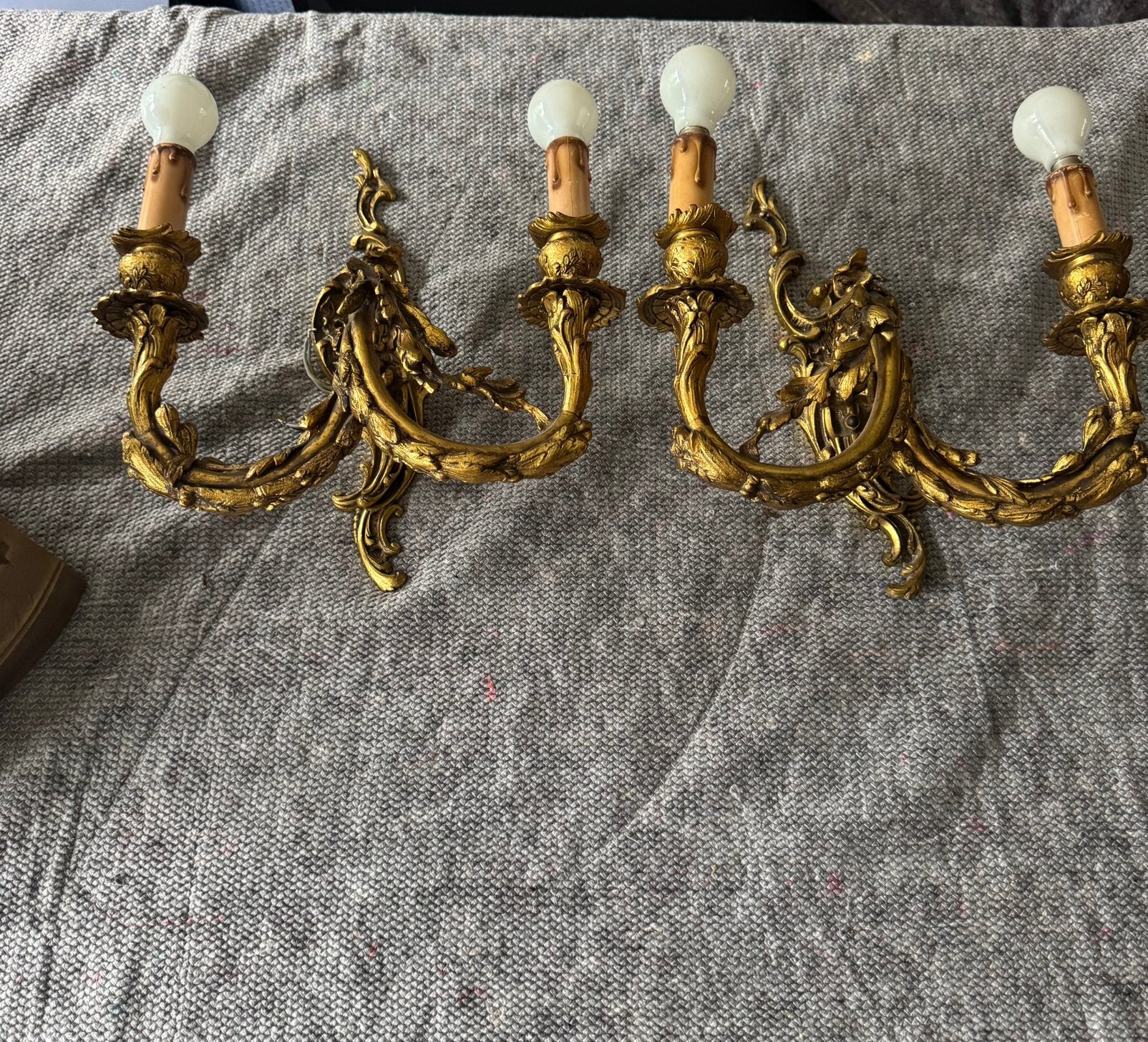 Prachtig paar Franse Rococo / Louis XV wandlampen, Wandkapstok, Ophalen of Verzenden, Zo goed als nieuw, Minder dan 100 cm