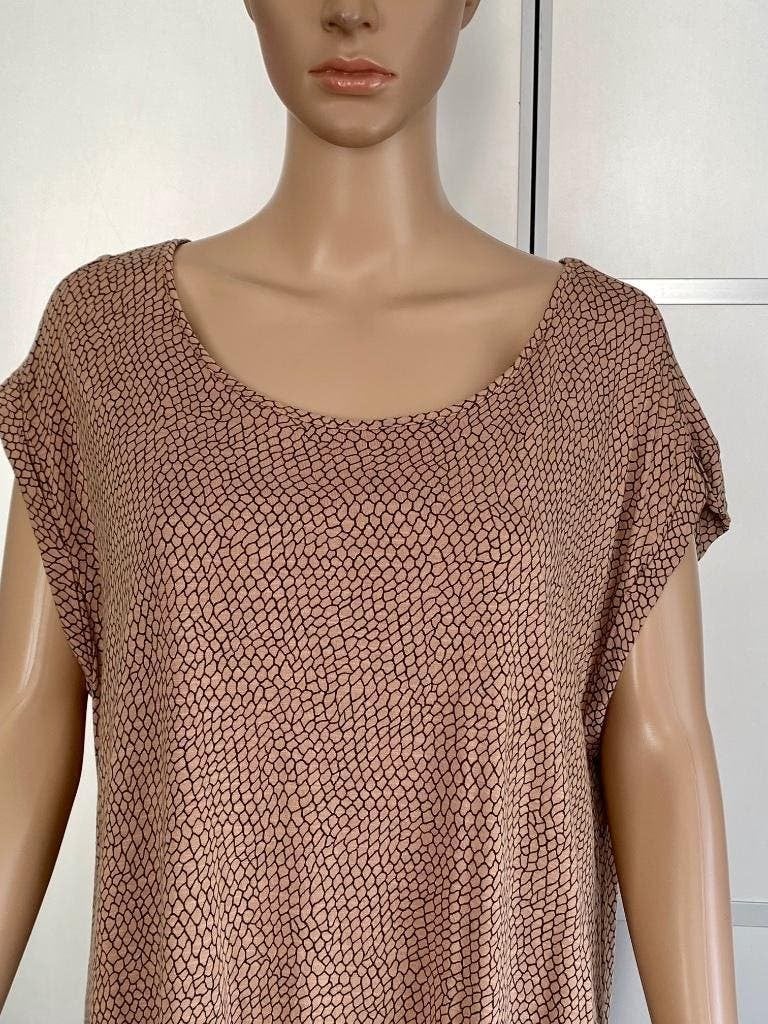 J271 Opus maat 44=L lang shirt top blouse beige/bruin, Beige, Maat 42/44 (L), Ophalen of Verzenden, Zo goed als nieuw