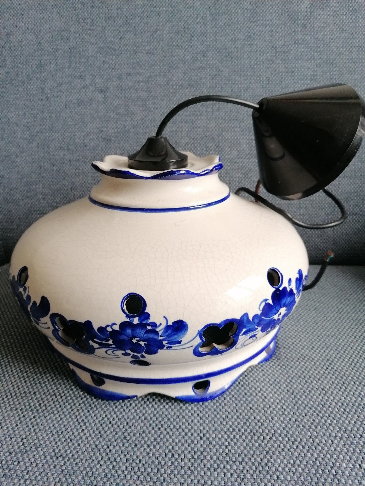 Delfts Blauw Stijl Hanglamp - Keramiek met Bloemen, Ophalen of Verzenden