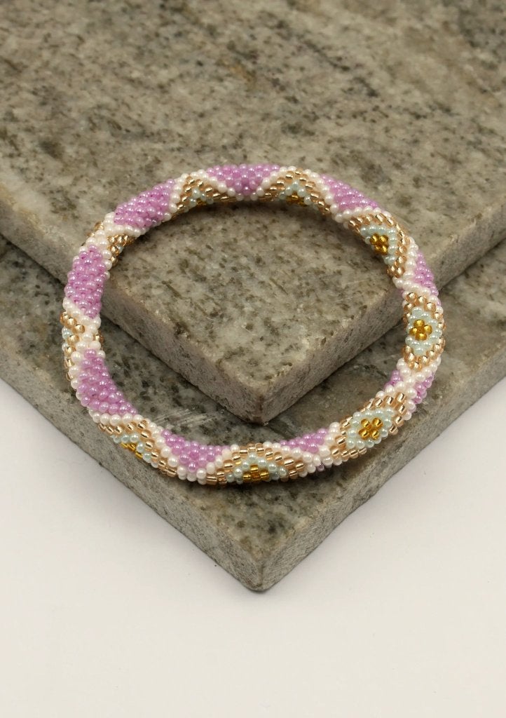 Glaskralen armband - lavendel - RB129, Overige materialen, Overige kleuren, Verzenden, Nieuw