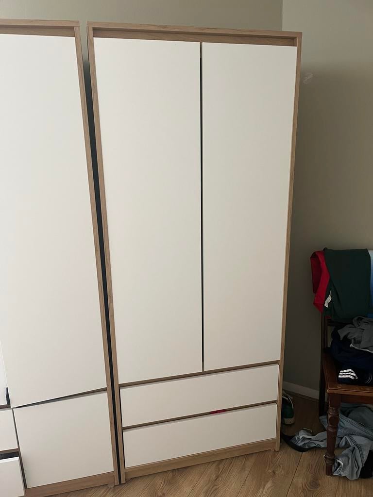 Kledingkast wit/naturel eiken kleur, Huis en Inrichting, Kasten | Kledingkasten, Ophalen, 50 tot 100 cm, Zo goed als nieuw, Met lade(s)