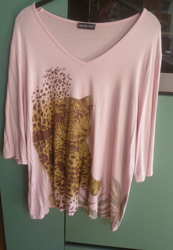 Jean Marc Philippe roze Shirt met tijgerprint. Maat  52., Zo goed als nieuw, Roze, Jean Marc Philippe, Shirt of Top
