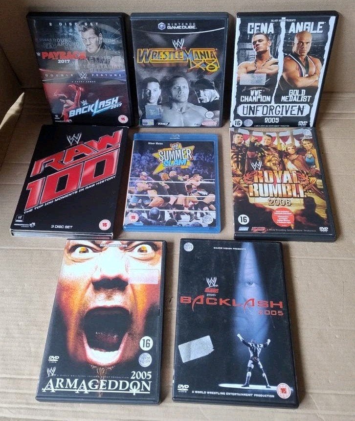 Collectie 8 WWE American Wrestling SuperSlam DVD's  bluray's, Engels, Vechtsport, Inclusief boekje, Alle leeftijden