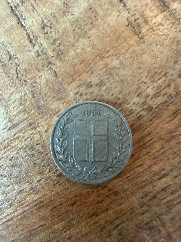 IJsland 25 Aurar munt 1951, Postzegels en Munten, Munten | Europa | Niet-Euromunten, Ophalen of Verzenden, Overige landen, Losse munt
