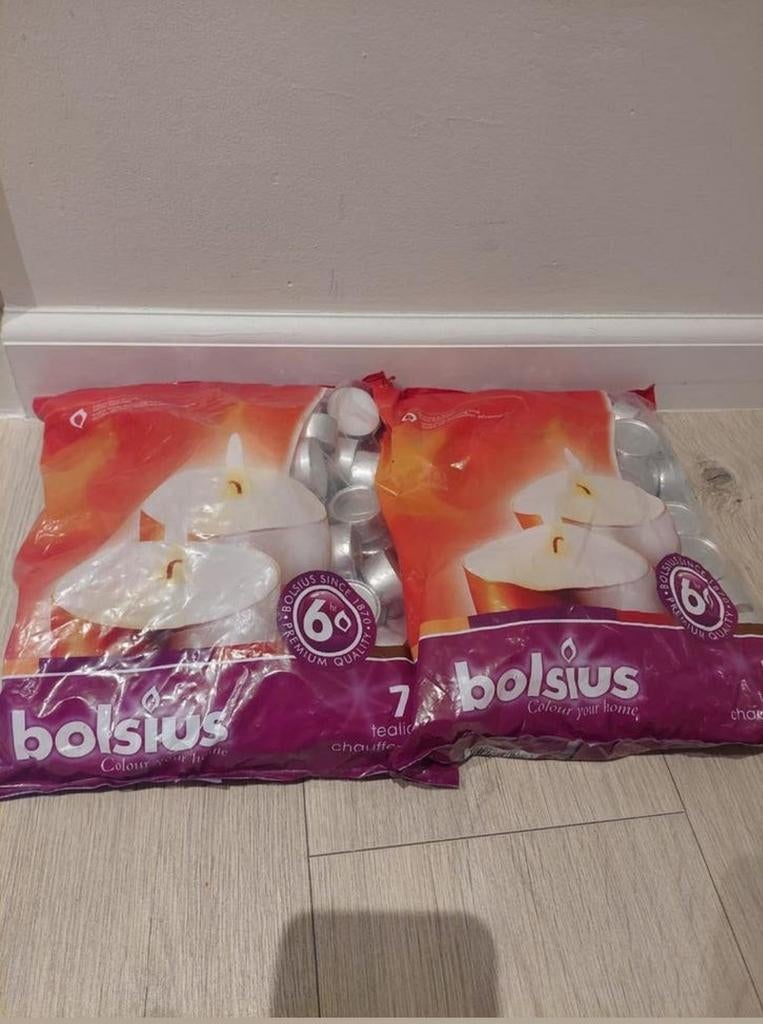 Bolsius theelichtjes 70 stuks, 2 verpakkingen, Ophalen, Overige materialen, Wit, Nieuw