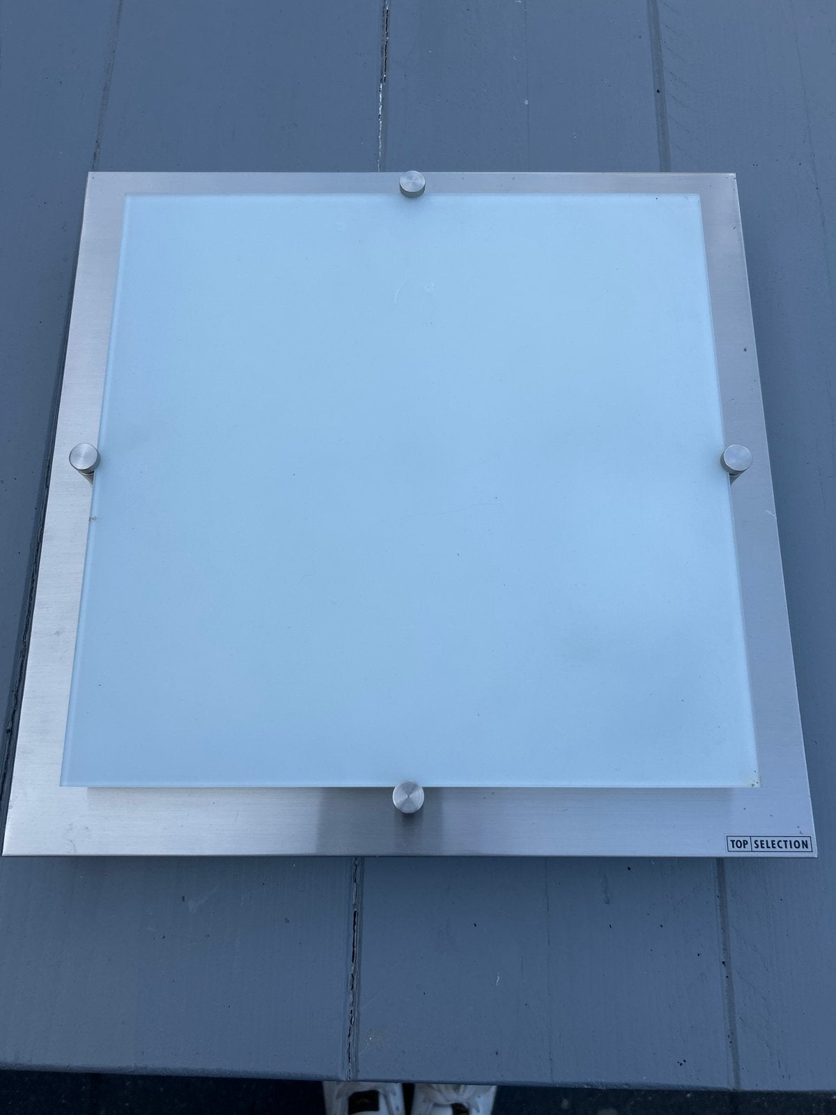 Moderne plafondlamp met matglas en RVS frame, Overige merken, Zo goed als nieuw, Zilver, Modern