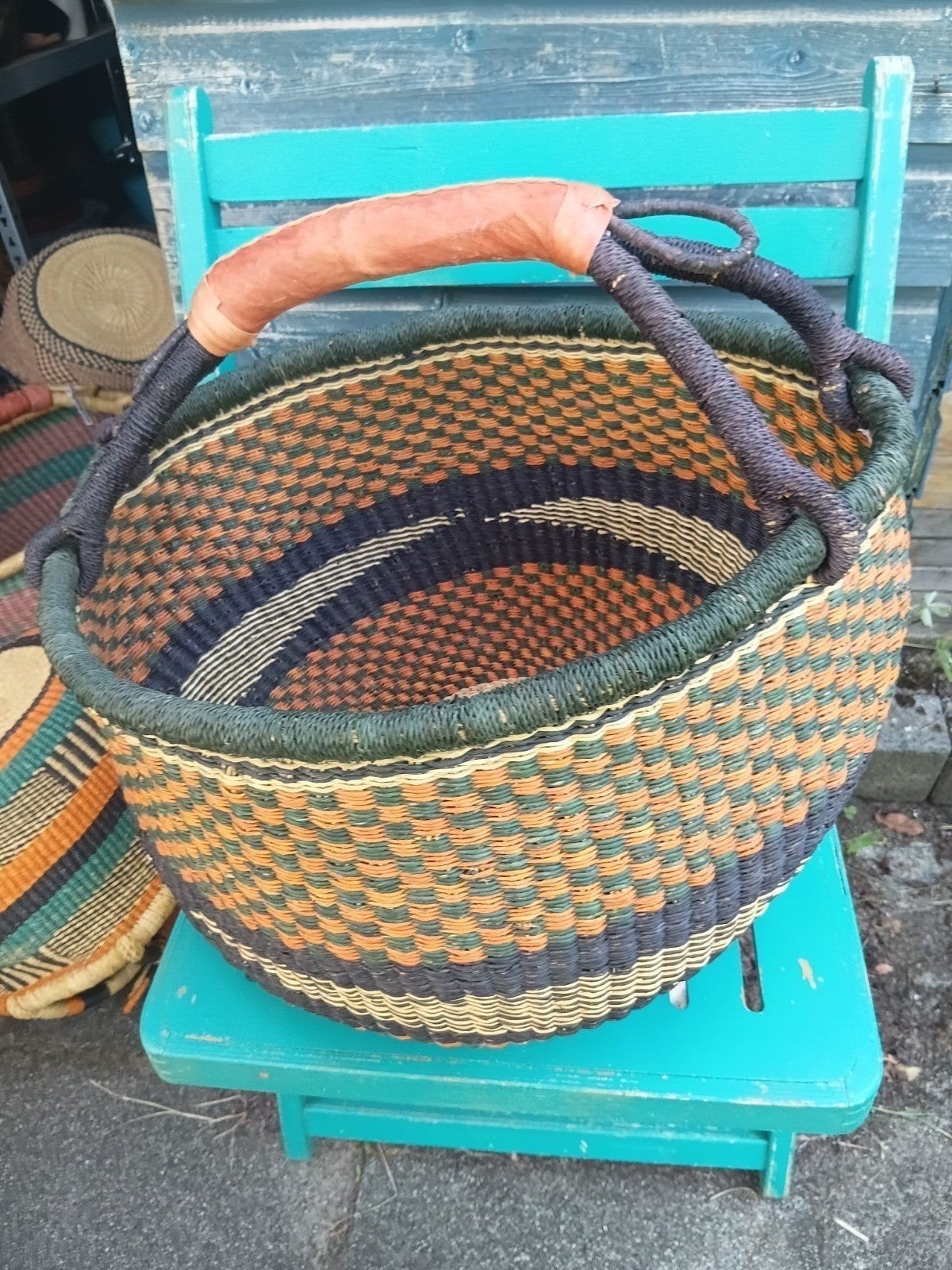 Bolgatanga mand Ghana uniek rond handgeweven, Ophalen of Verzenden, Nieuw, Rond, Overige materialen
