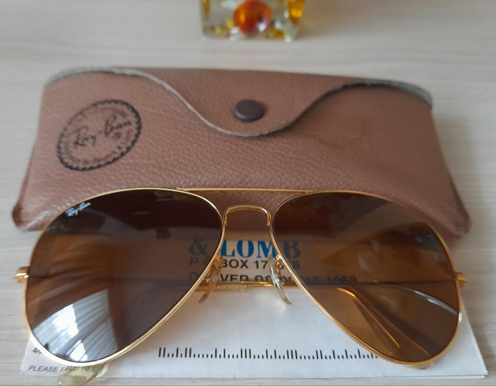 Vintage ray ban zonnebril aviator B&L glazen 62-14, Ophalen, Zonnebril, Bruin, Zo goed als nieuw