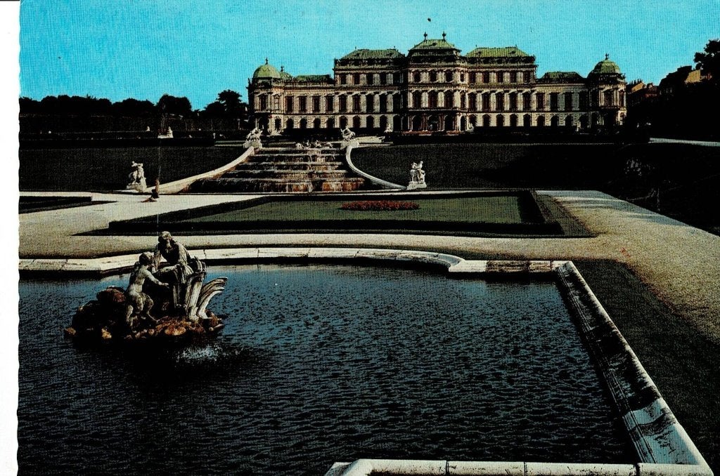 Ansichtkaart Paleis Belvedere Wenen Oostenrijk, Ophalen of Verzenden, 1940 tot 1960, Gelopen, Oostenrijk