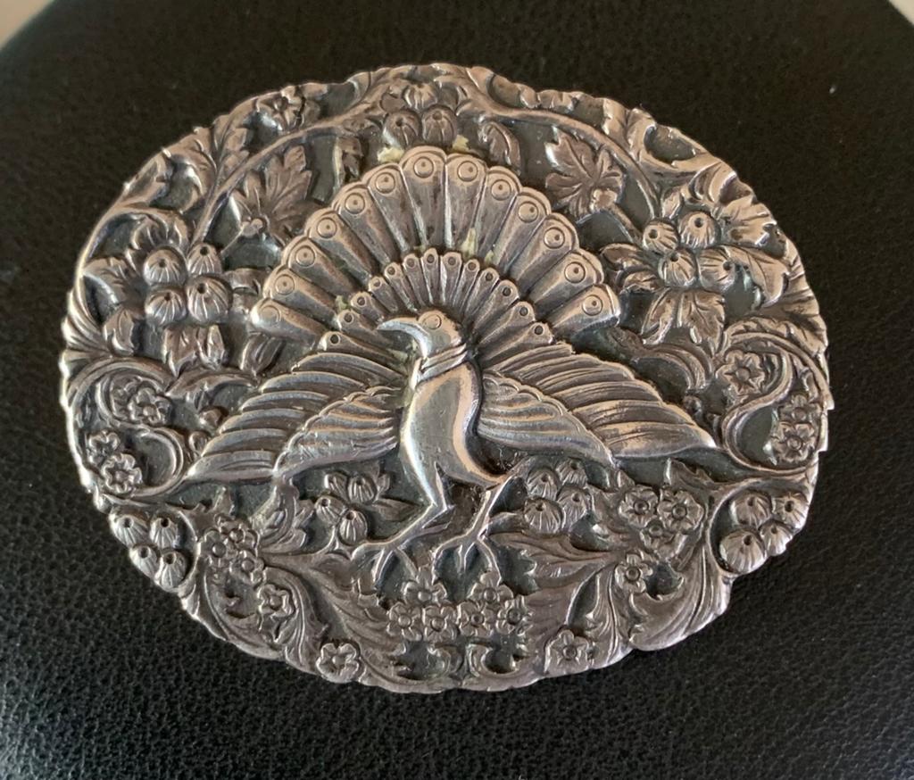 Djokja zilveren pauwen broche, Ophalen of Verzenden, Zilver, Broche