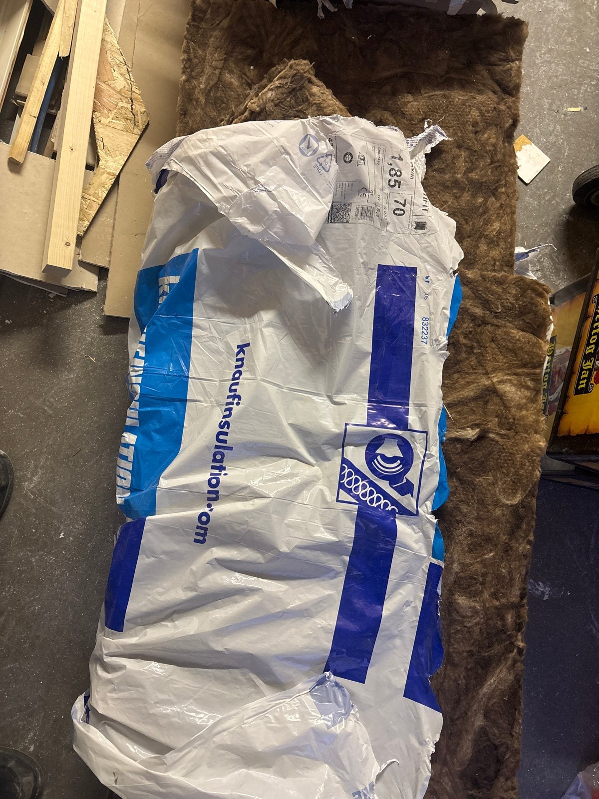 Knauf Acoustifit Glaswol Isolatie - 70mm dik, 4 tot 8 cm, Zo goed als nieuw, Vloerisolatie, Glaswol