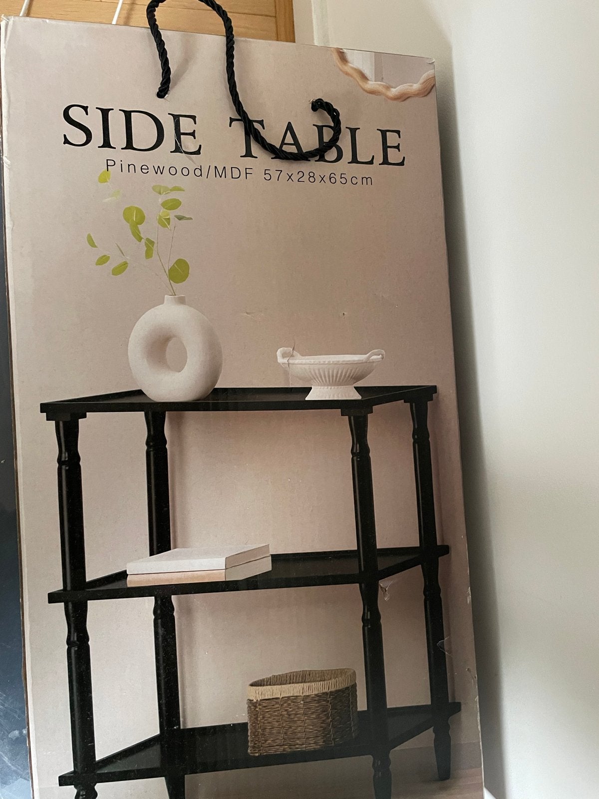 Nieuwe sidetable van grenenhout/MDF (57x28x65cm), Huis en Inrichting, 50 tot 100 cm, Nieuw, Ophalen of Verzenden, Overige vormen