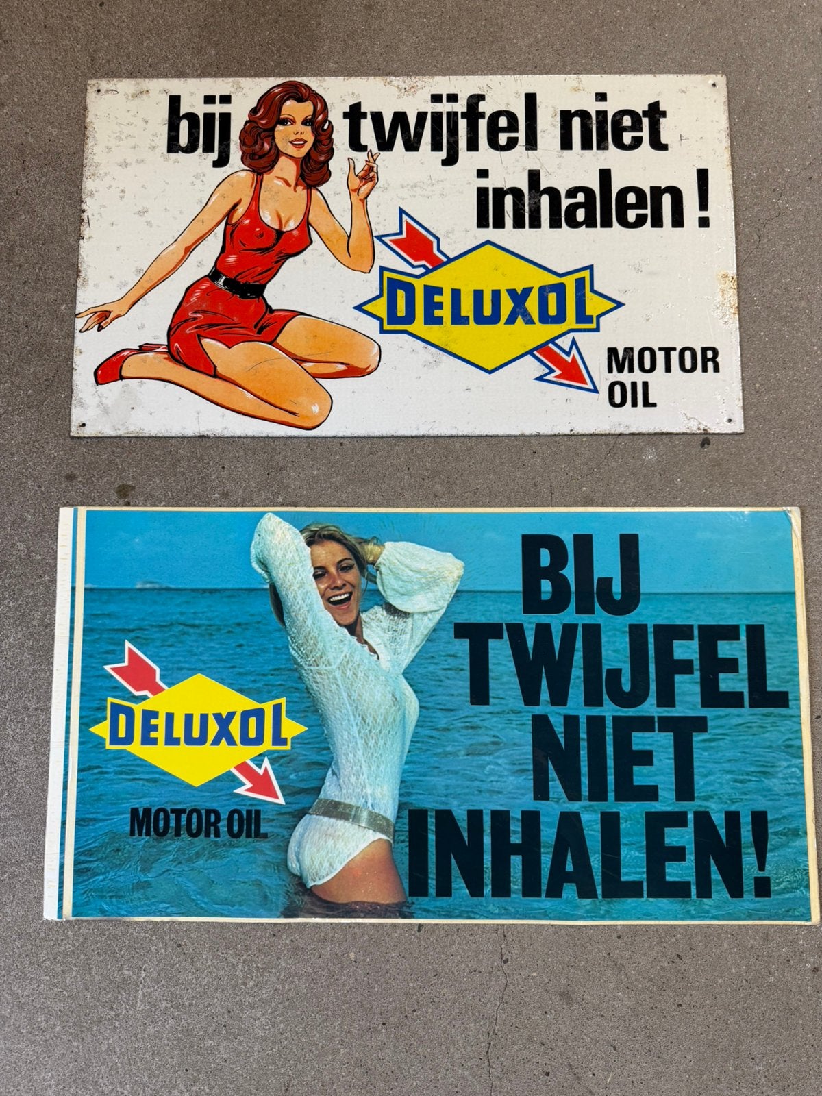 Deluxol blik bord en sticker, Verzamelen, Ophalen of Verzenden, Gebruikt, Reclamebord