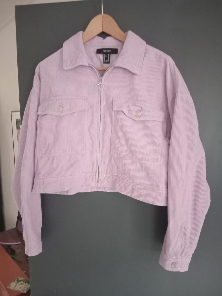 Forever 21 Cropped Corduroy zomerjas lila Maat M, Kleding | Dames, Jassen | Zomer, Maat 38/40 (M), Paars, Ophalen of Verzenden
