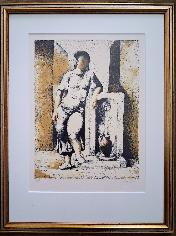 Femme á la fontaine - Manolo Ruiz-Pipo (1929- 1998), Personages en Fantasiefiguren, Ophalen of Verzenden, Lithografie, Gesigneerd