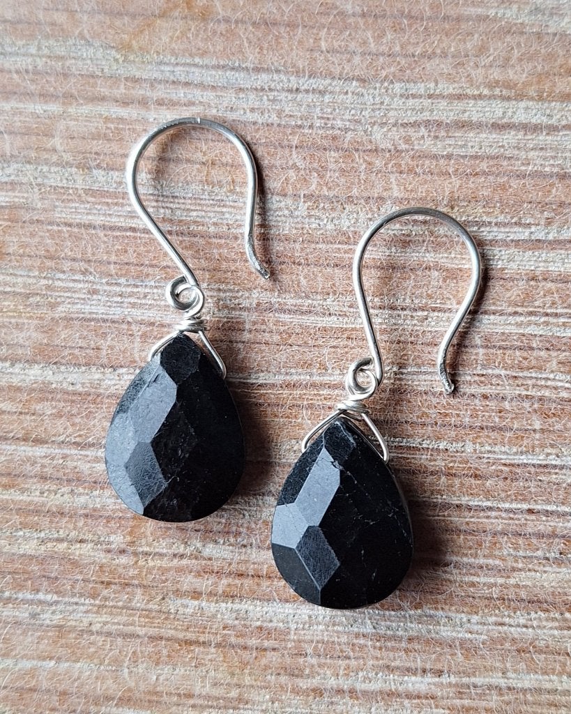 handgemaakte oorbellen echt zilver en toermalijn, Hangers, Zwart, Nieuw, Ophalen of Verzenden