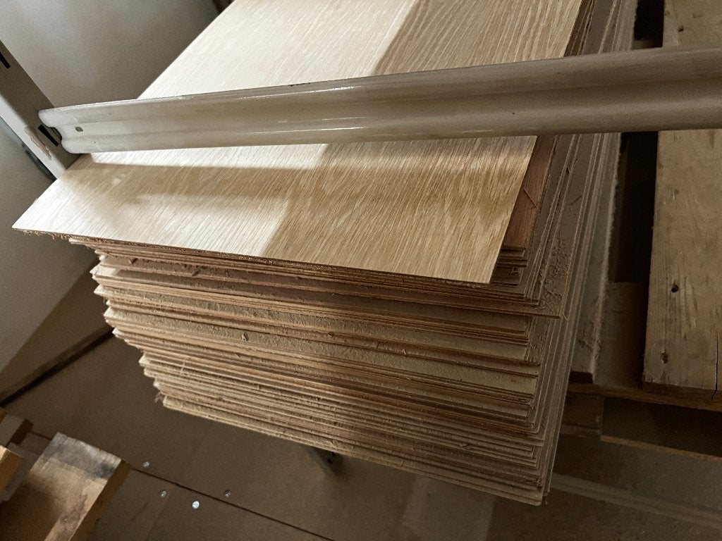 Gefineerd triplex 3.2mm Europees eiken dosse A/Rood 220x43cm, Ophalen, Zo goed als nieuw, Hout, Minder dan 20 mm