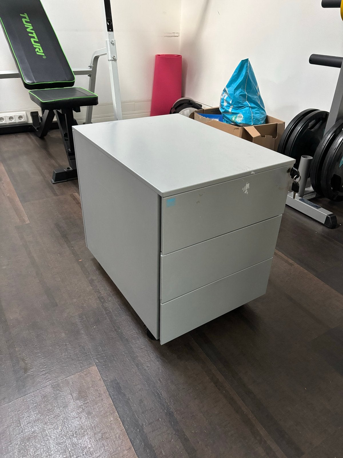 Bureau ladekast met 3 laden - Grijs, Huis en Inrichting, Kasten | Ladekasten, Ophalen, Minder dan 50 cm, Gebruikt, 3 of 4 laden