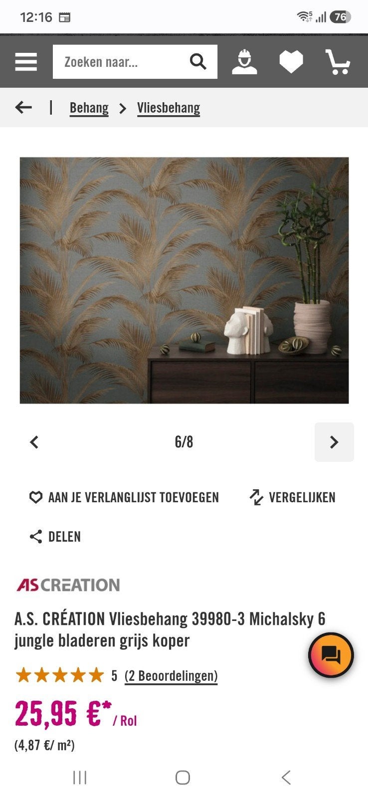 Vliesbehang Michalsky 6 jungle bladeren, Ophalen, Bladeren, Natuurlijk, Overige merken