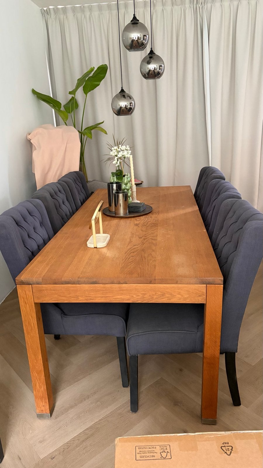 6 stoffen stoelen, Huis en Inrichting, Ophalen, Gebruikt, Grijs, Vijf, Zes of meer stoelen