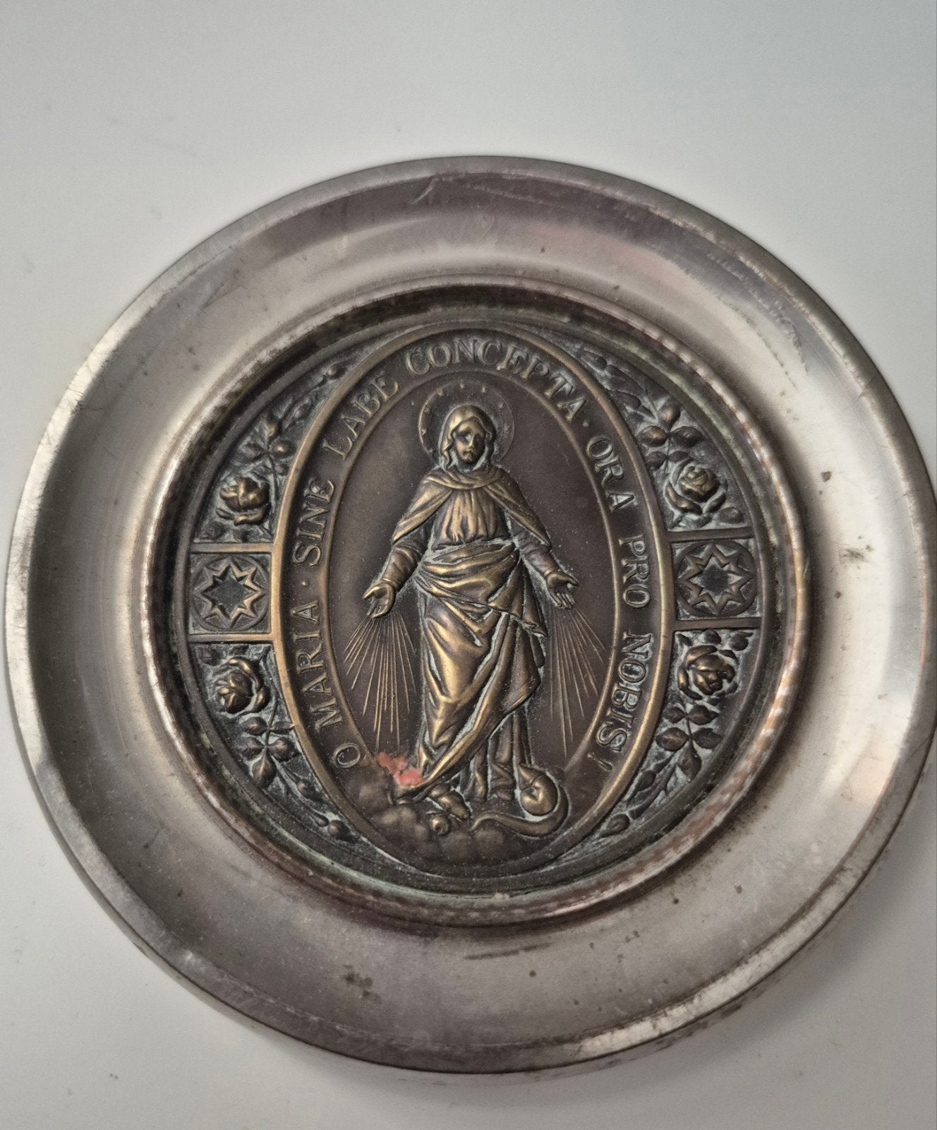 Antieke religieuze plaquette - Maria, Ophalen of Verzenden