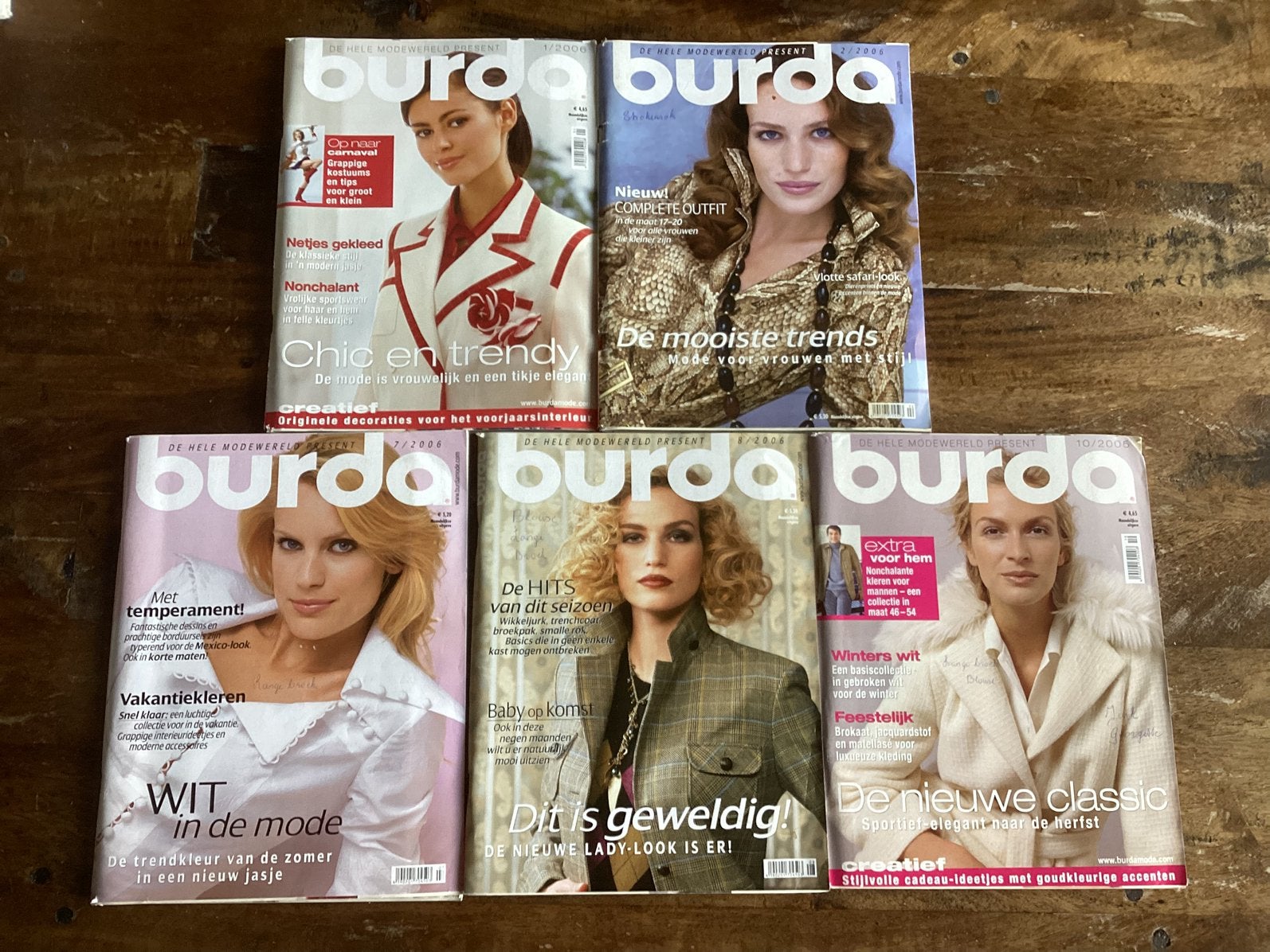 5x Burda naaitijdschriften, 1/2/7/8/10- 2008, Ophalen of Verzenden, Zo goed als nieuw, Vrouw, Burda