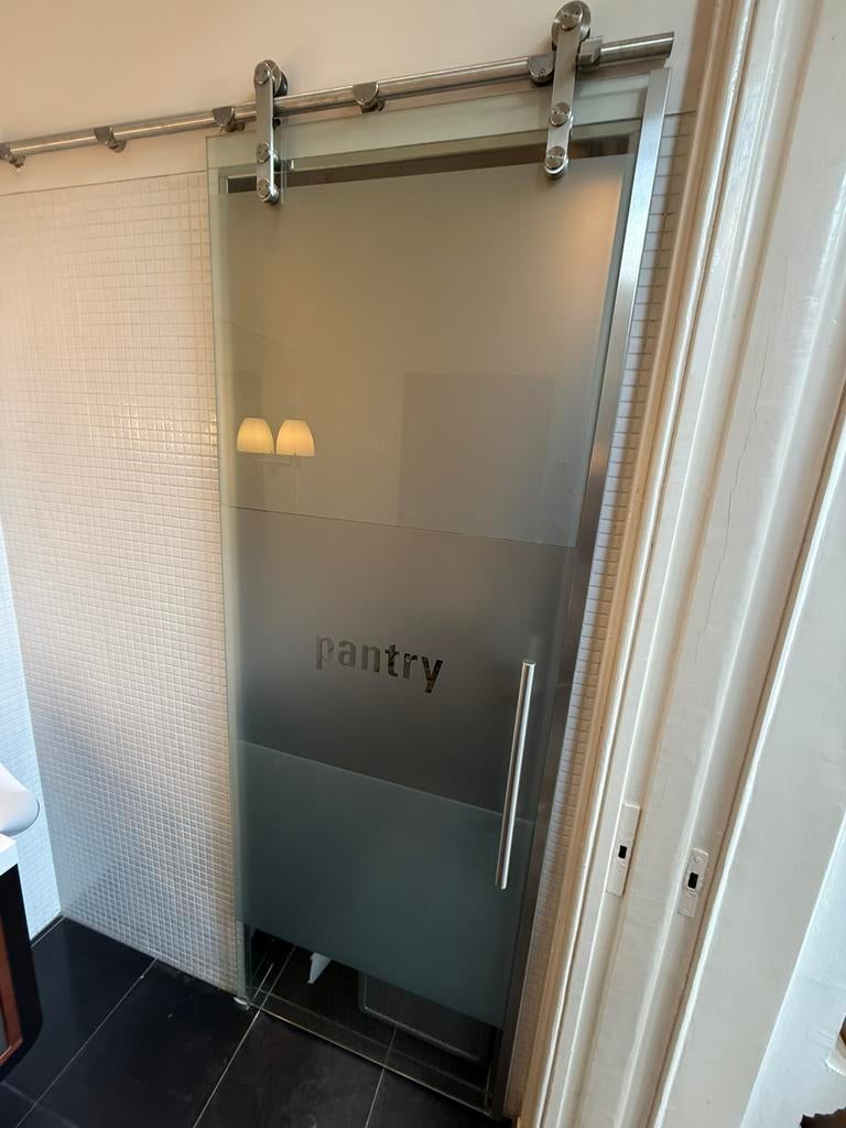 Glazen schuif deur, panty deur, Ophalen of Verzenden, Zo goed als nieuw, Binnendeur, 200 tot 215 cm