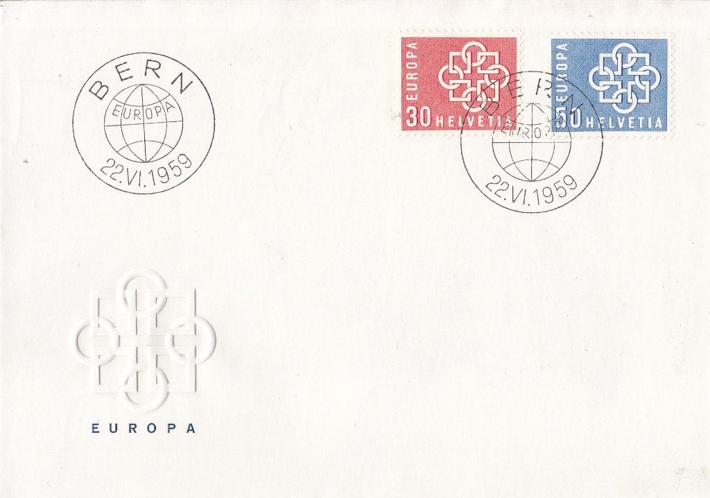 Europa/CEPT - FDC – 1959 – Zwitserland, Postzegels en Munten, Ophalen of Verzenden, Europa