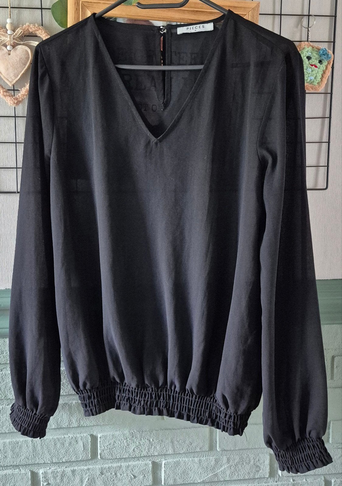 Pieces voile blouse maat M, Maat 38/40 (M), Zwart, Ophalen of Verzenden, Zo goed als nieuw