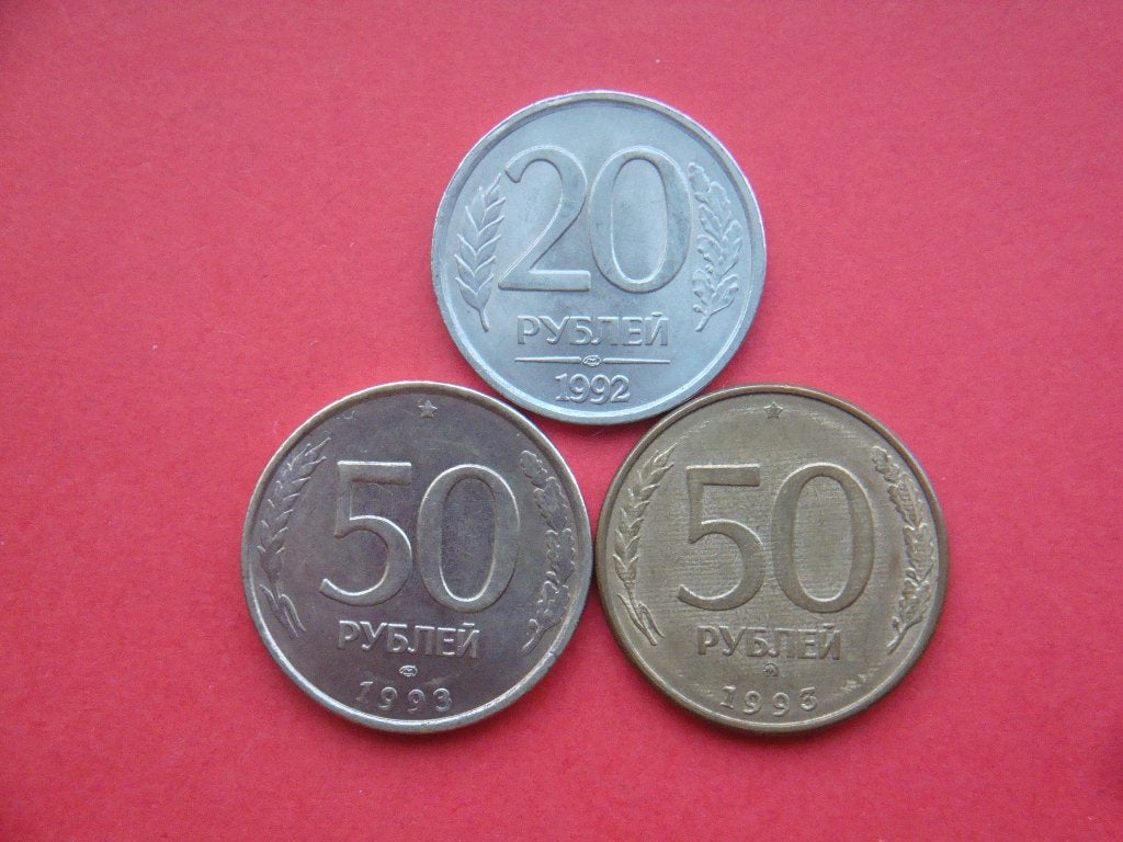 Kavel Rusland setje munten 20 en 50 Roebel 1992 / 1993., Postzegels en Munten, Munten | Europa | Niet-Euromunten, Verzenden, Rusland