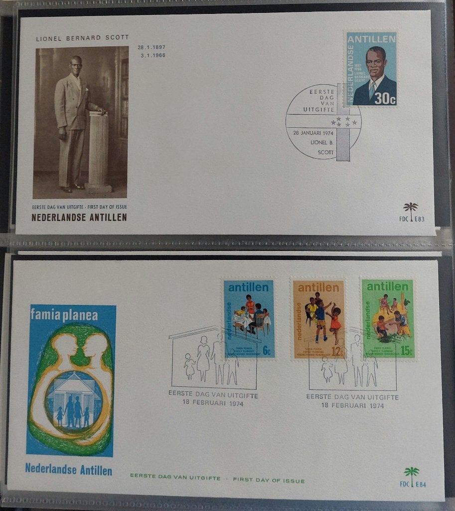 Ned. Antillen 1e dag enveloppen E83 t/m E87, uit jaar 1974., Postzegels en Munten, Postzegels | Eerstedagenveloppen, Ophalen of Verzenden