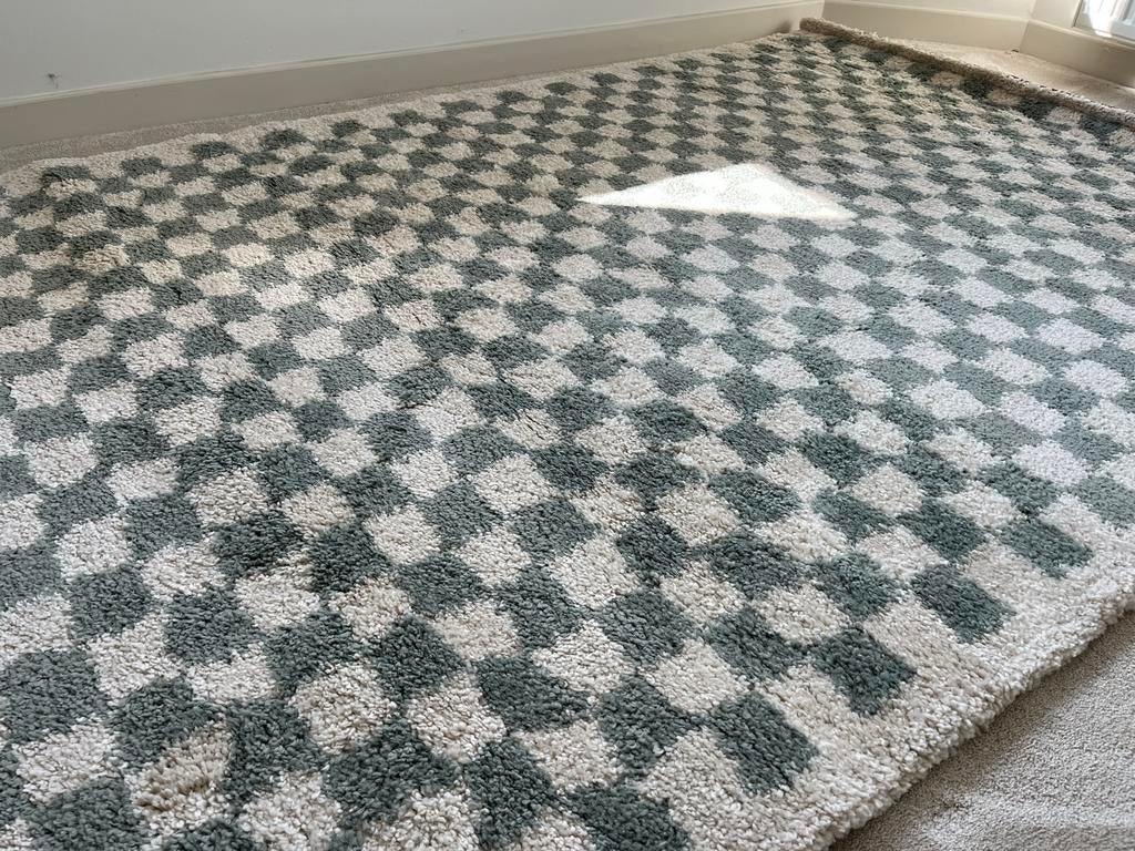 Vloerkleed wit/turquoise 230x160, Huis en Inrichting, Stoffering | Tapijten en Kleden, Ophalen, 100 tot 150 cm, Zo goed als nieuw
