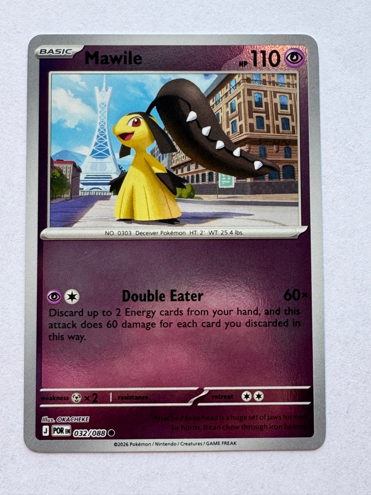 Mawile Pokémon Kaart 032/088 Basic HP 110 - Reverse Holo, Ophalen of Verzenden, Zo goed als nieuw, Losse kaart