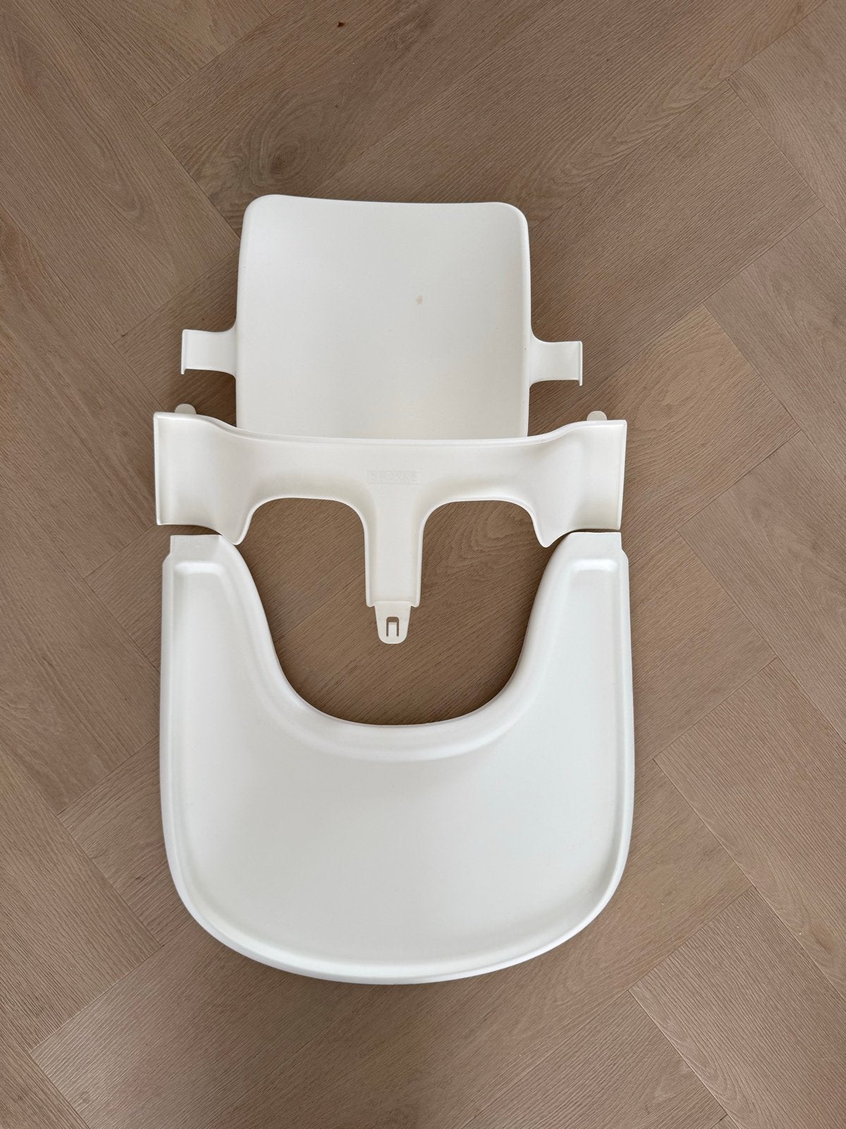 Stokke Tripp Trapp Babyset en Tray Wit, Ophalen of Verzenden, Gebruikt, Meegroeistoel, Afneembaar eetblad