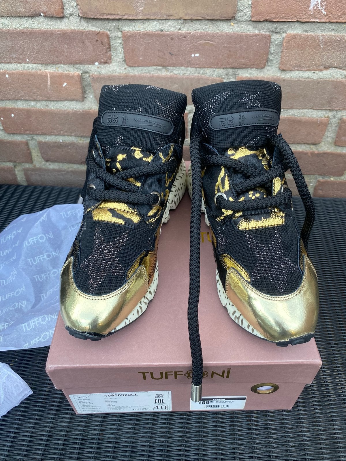 TUFFONI Chunky Shaboott Sneaker, goud/zwart, maat 40, Overige kleuren, TUFFONI, Nieuw, Ophalen of Verzenden
