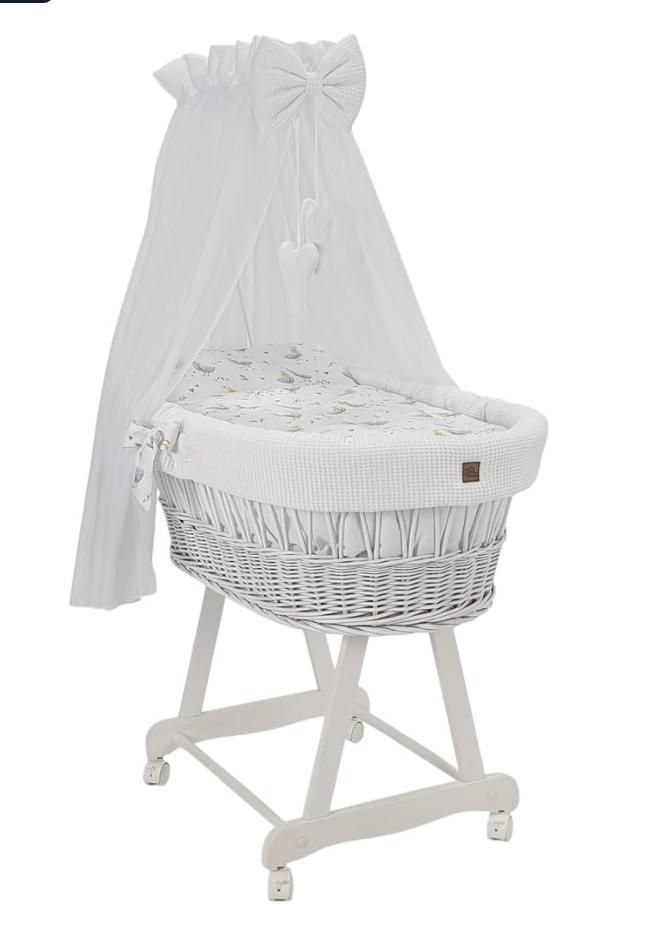 Witte Wieg met Hemel en Onderstel op Wieltjes, Kinderen en Baby's, Babywiegjes en Ledikanten, Ophalen of Verzenden, Zo goed als nieuw