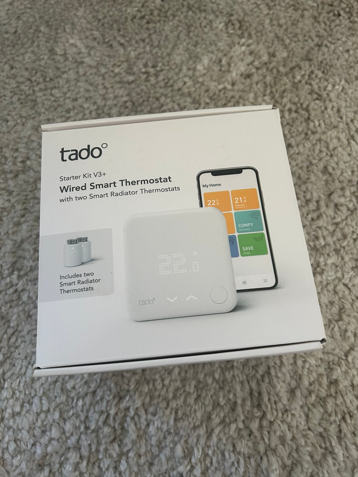 Bedrade Tado thermostaat V3 starterskit, Ophalen of Verzenden, Zo goed als nieuw, Zwart, Android